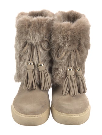 Tory Burch Suede Tassel Accents Lace-Up Boots