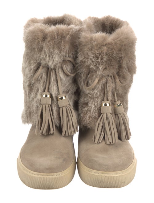 Tory Burch Suede Tassel Accents Lace-Up Boots