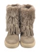 Tory Burch Suede Tassel Accents Lace-Up Boots