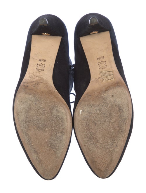 Tory Burch Suede Floral Print Lace-Up Boots