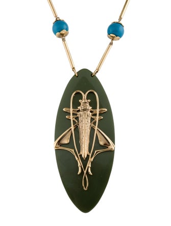Tory Burch Resin Camille Grasshopper Pendant Necklace