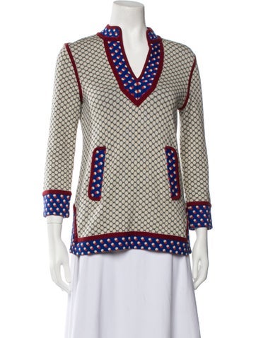 Tory Burch Tops Printed V-Neck Tunic XS