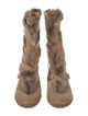 Tory Burch Suede Fur Trim Lace-Up Boots