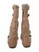 Tory Burch Suede Fur Trim Lace-Up Boots
