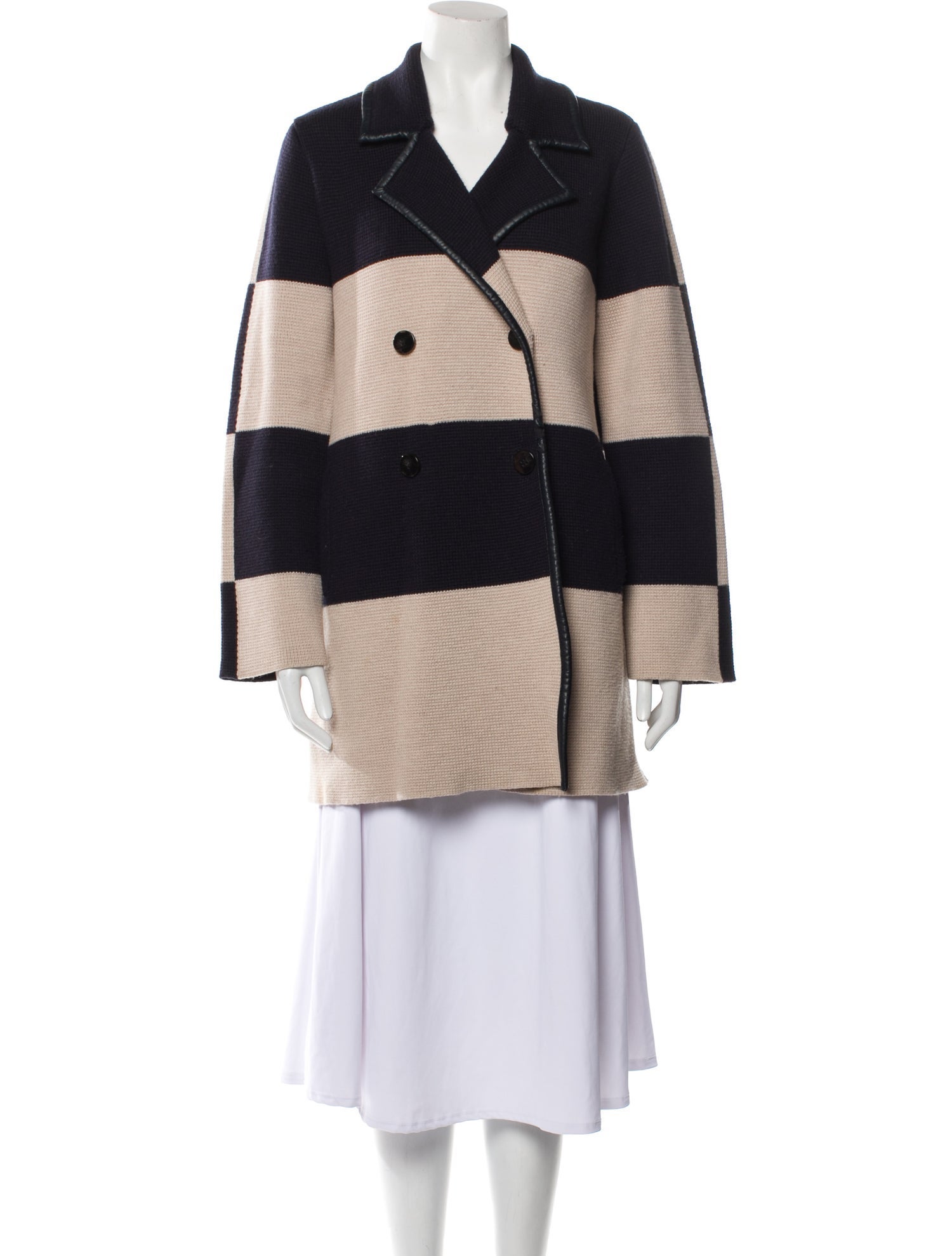 Tory Burch Merino Wool Colorblock Pattern Coat