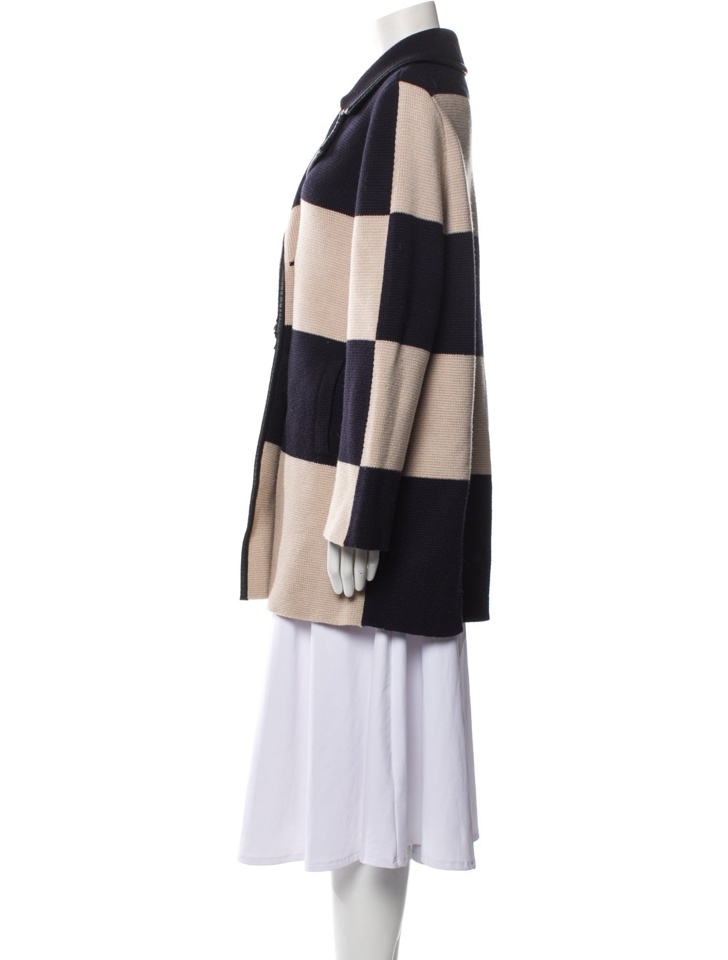 Tory Burch Merino Wool Colorblock Pattern Coat