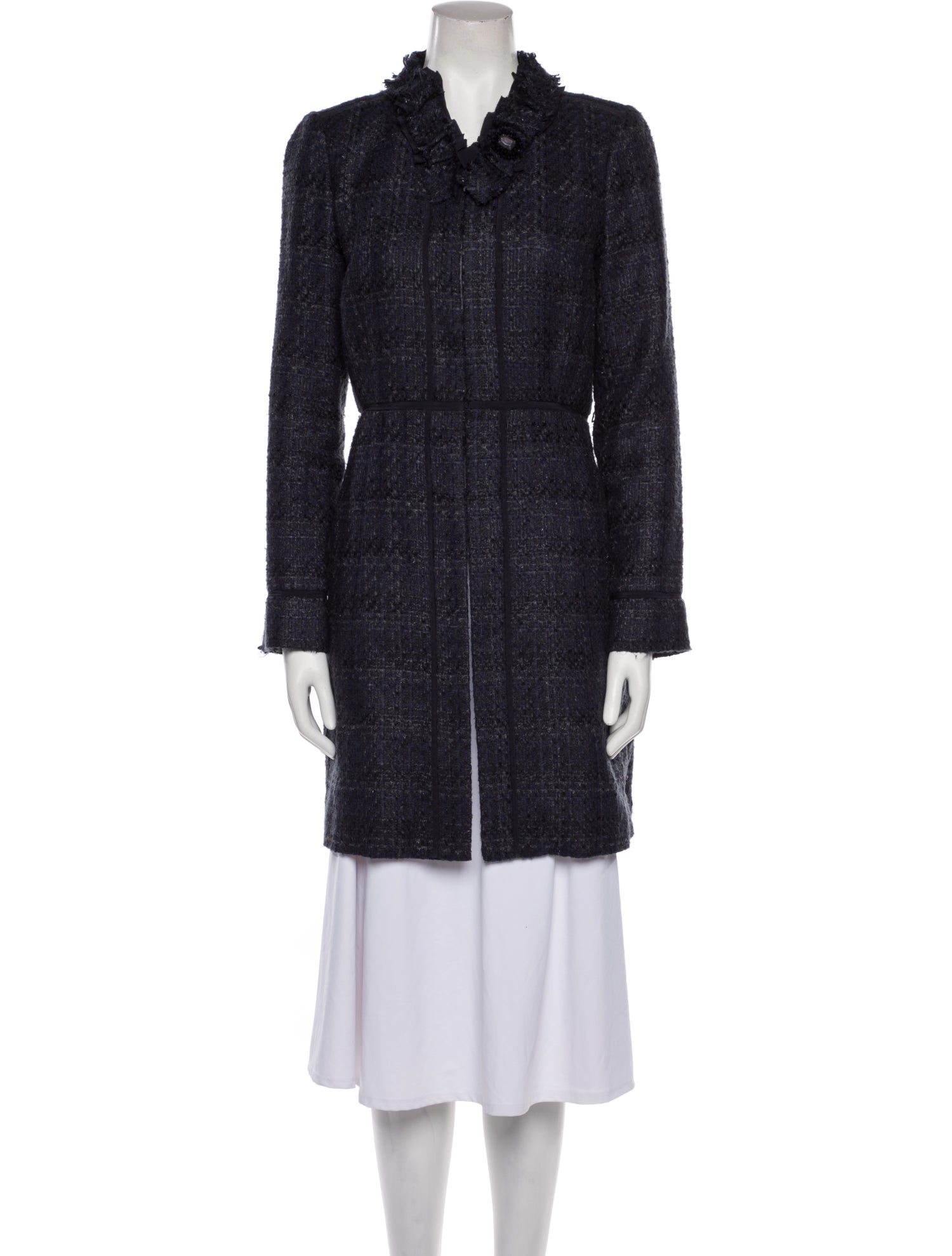 Tory Burch Tweed Pattern Faux Fur Coat