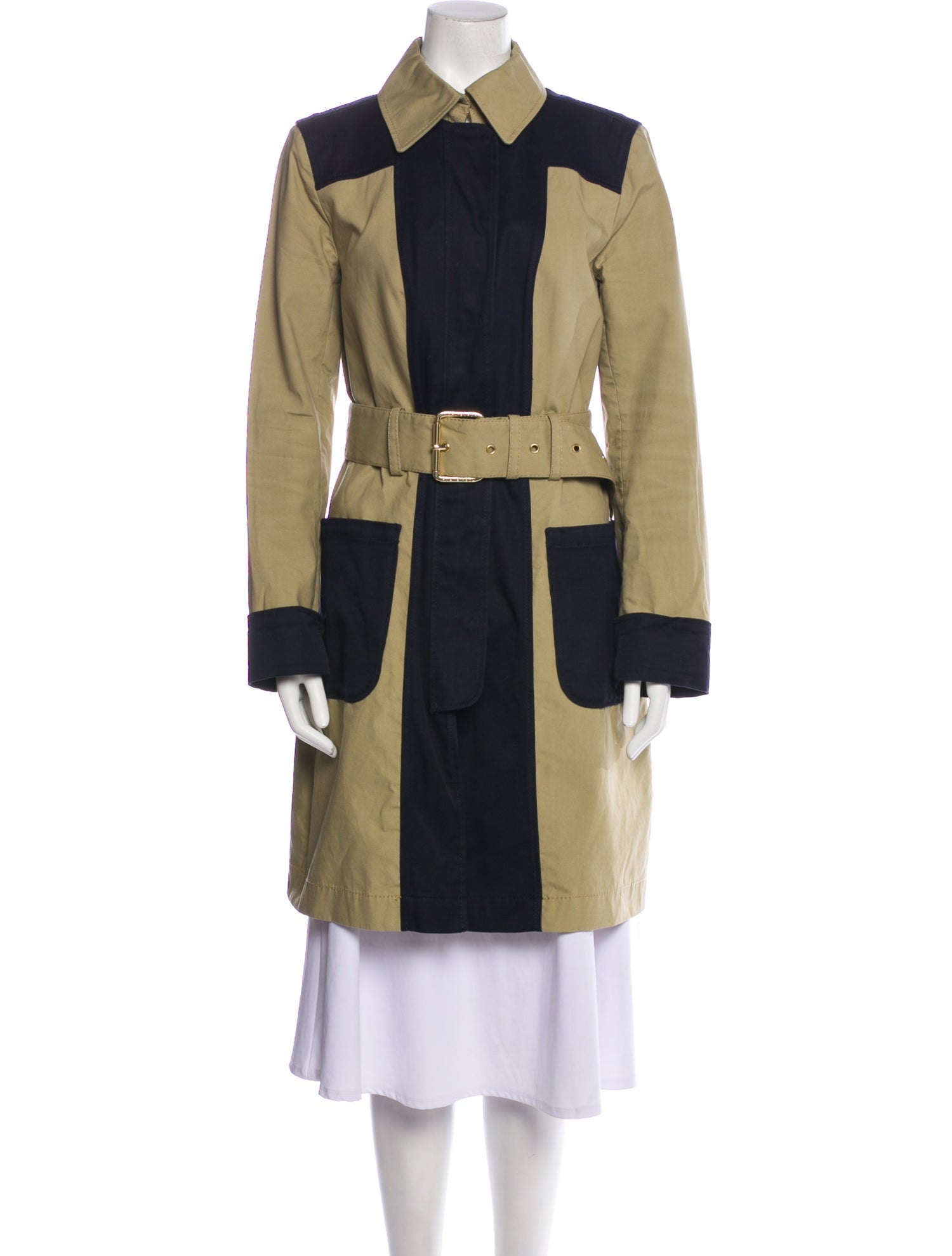 Tory Burch Colorblock Pattern Trench Coat