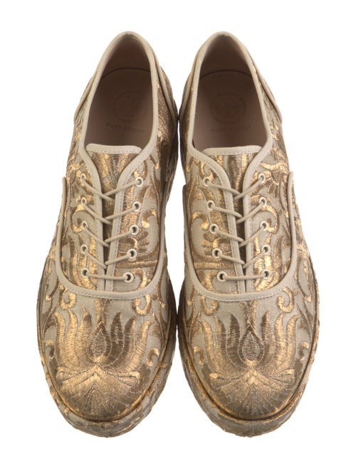 Tory Burch Printed Embroidered Accent Oxfords