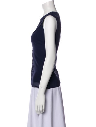 Tory Burch Crew Neck Sleeveless Button-Up Top