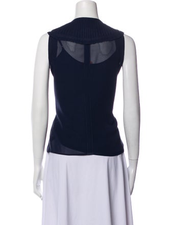 Tory Burch Crew Neck Sleeveless Button-Up Top