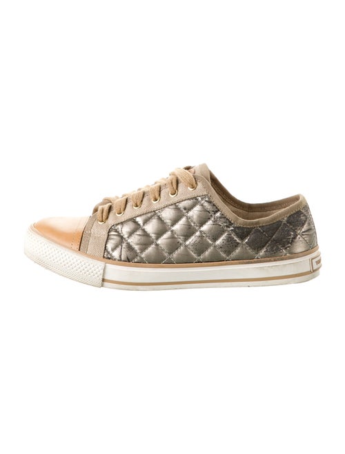 Tory Burch Quilted Pattern Leather Sneakers