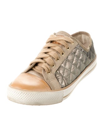 Tory Burch Quilted Pattern Leather Sneakers