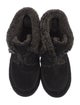 Tory Burch Suede Fur Trim Lace-Up Boots