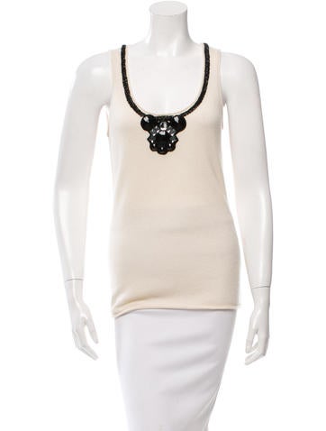 Tory Burch Embellished Cashmere Top
