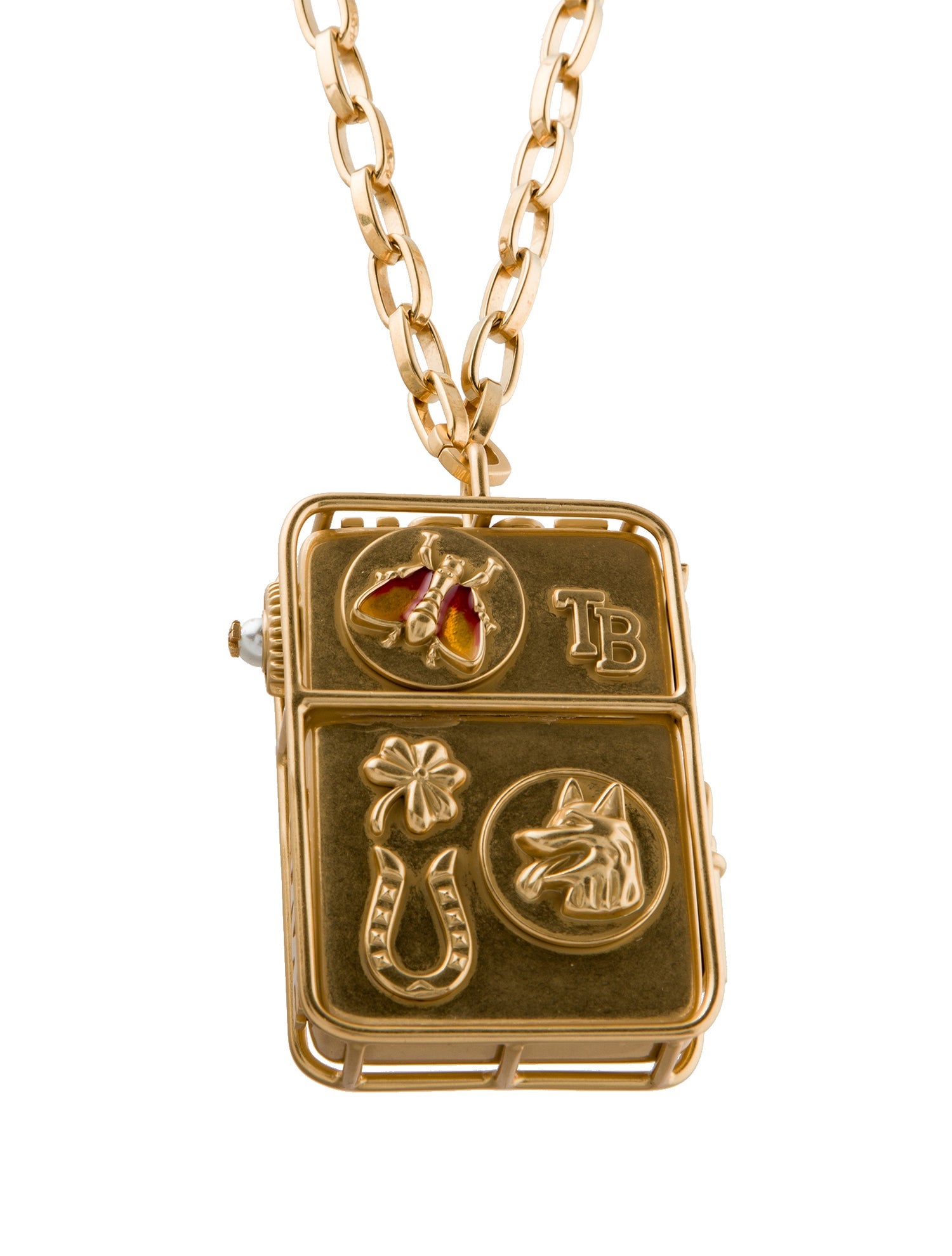 Tory Burch Faux Pearl, Resin & Enamel Icon Pendant Necklace