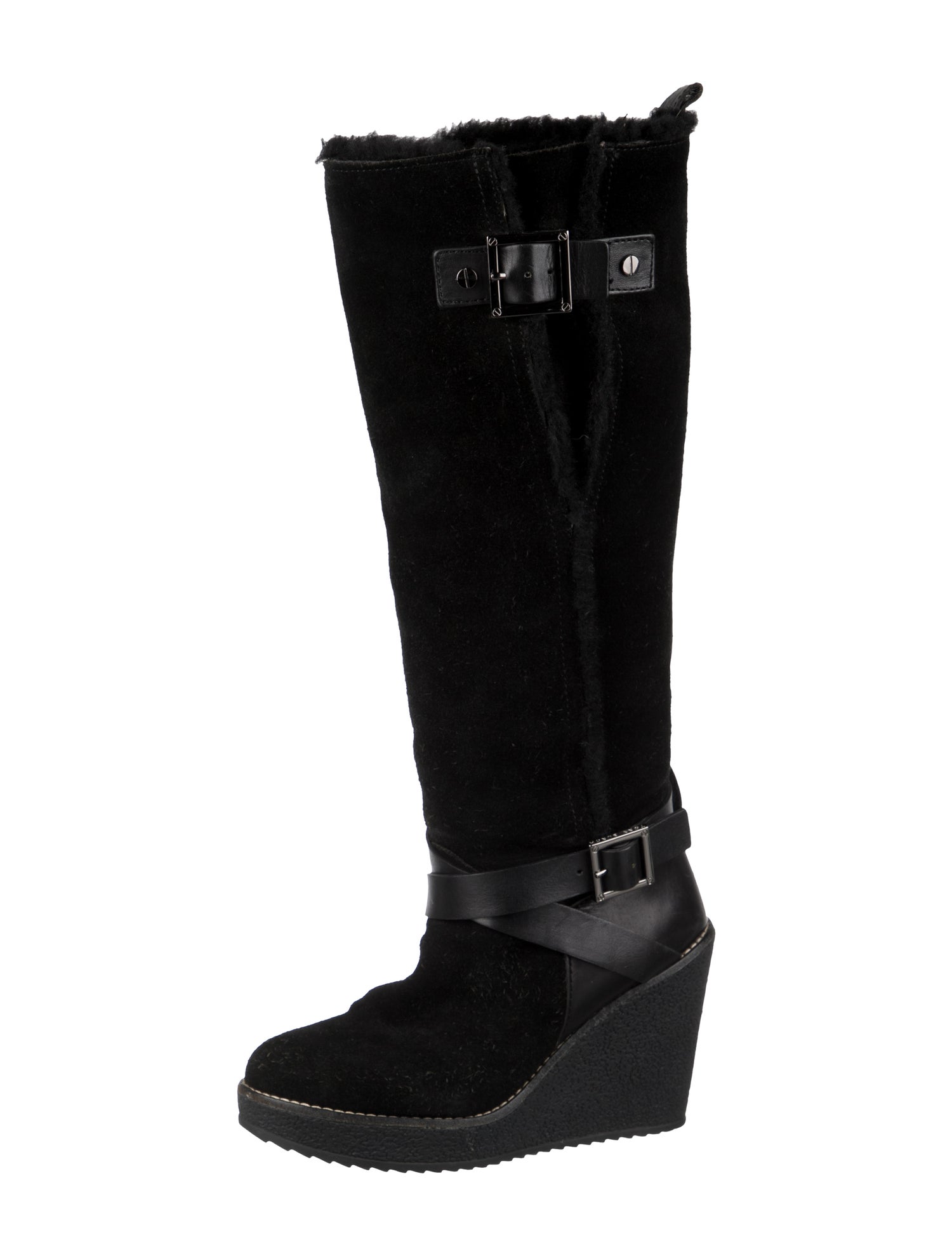 Tory Burch Suede Fur Trim Boots