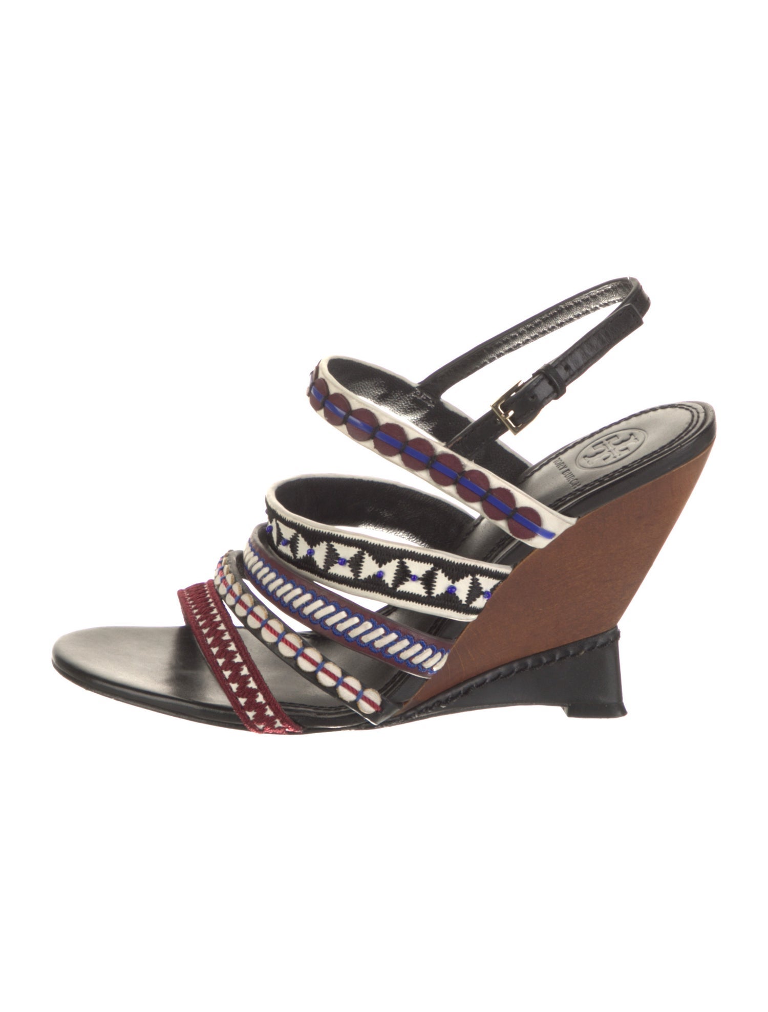 Tory Burch Leather Patterned Slingback Sandals