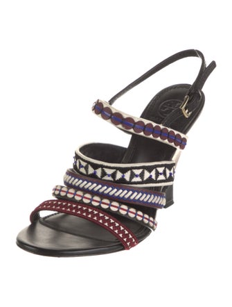 Tory Burch Leather Patterned Slingback Sandals