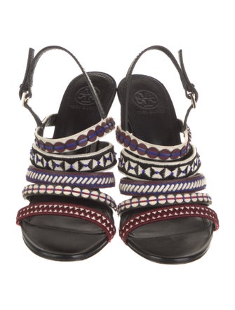 Tory Burch Leather Patterned Slingback Sandals