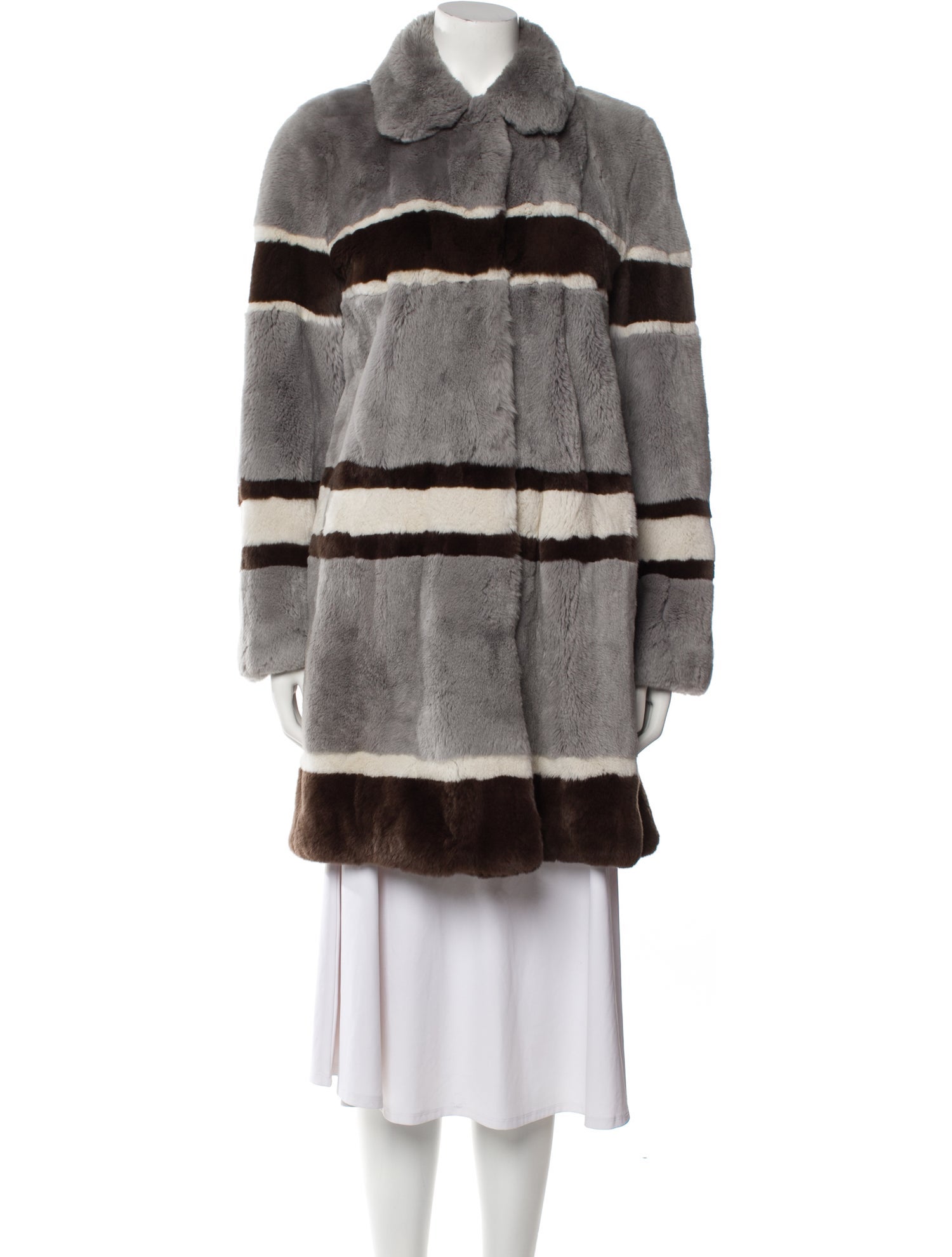 Tory Burch Striped Fur Coat