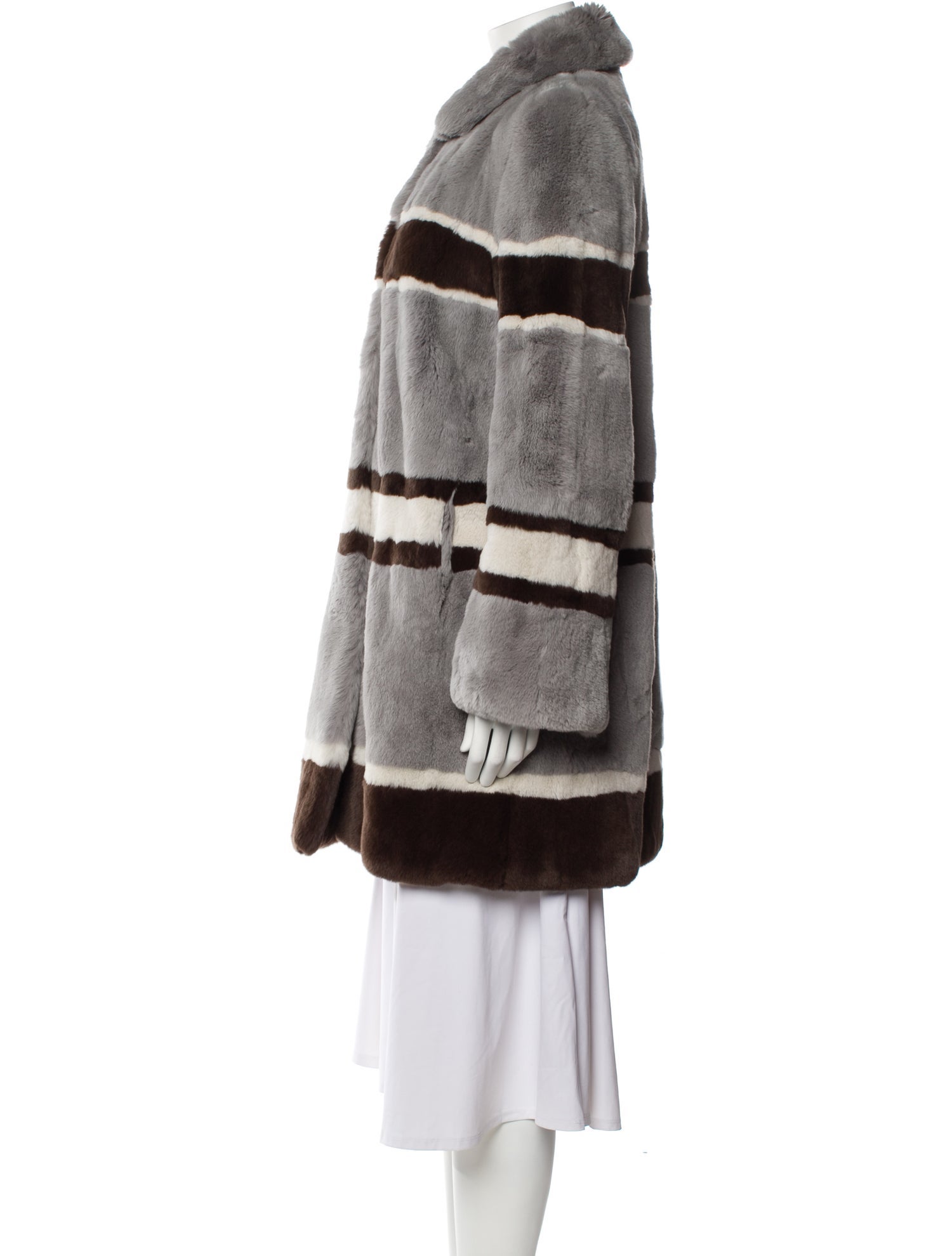 Tory Burch Striped Fur Coat