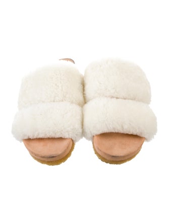 Tory Burch Shearling Fur Trim Slides