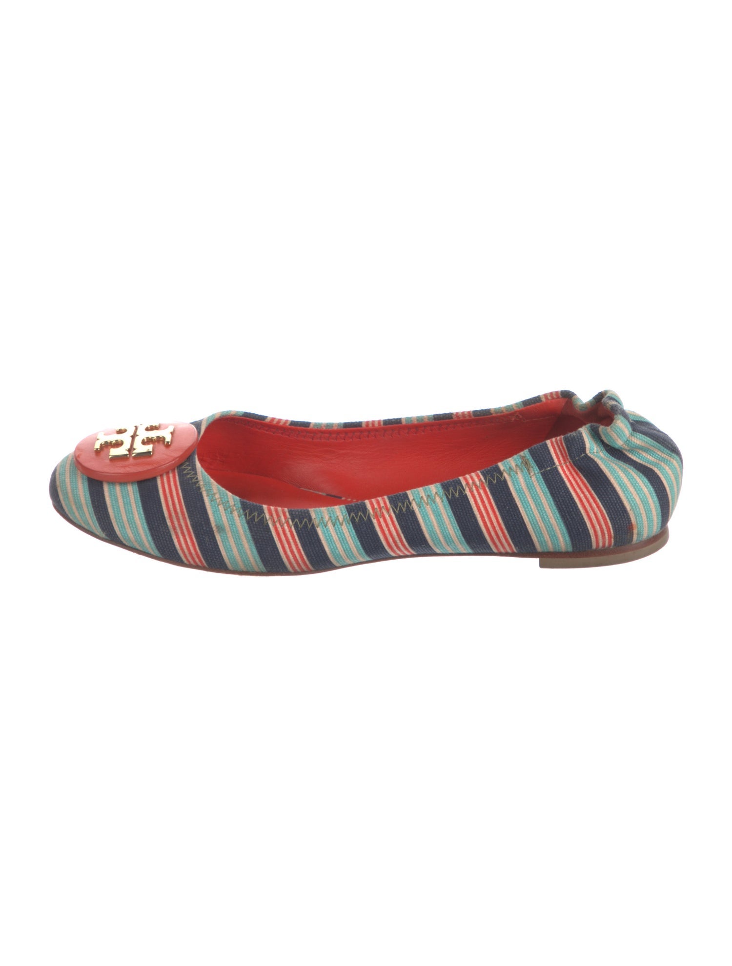 Tory Burch Canvas Striped Ballet Flats