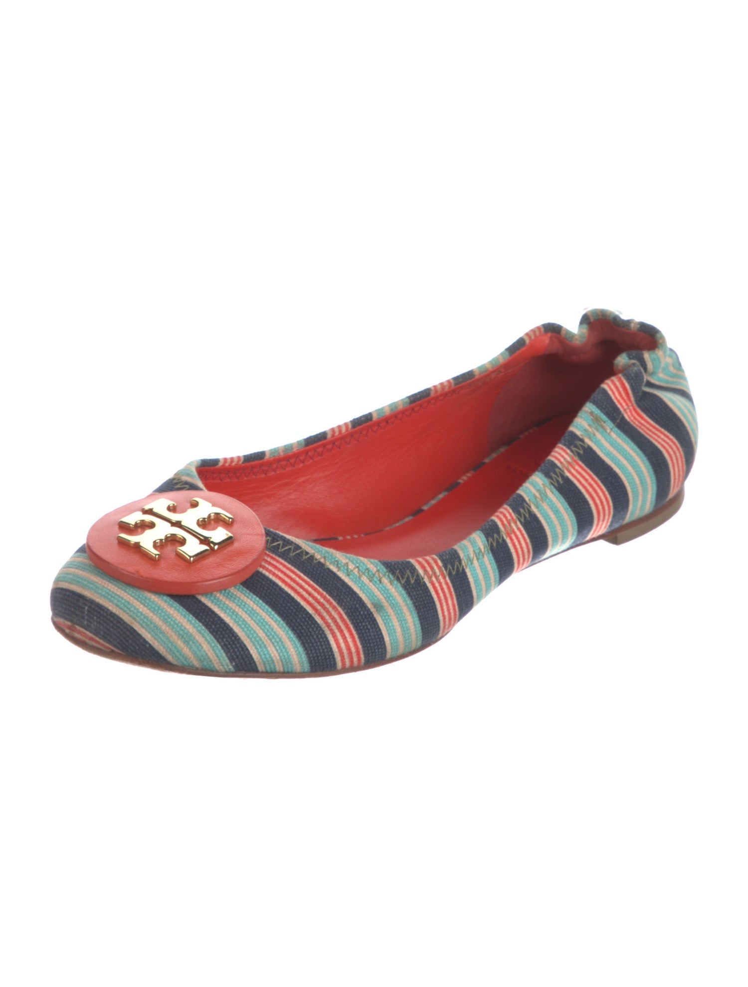 Tory Burch Canvas Striped Ballet Flats