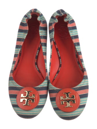 Tory Burch Canvas Striped Ballet Flats