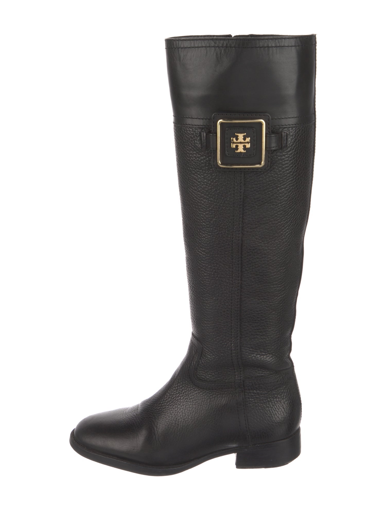 Tory Burch Signature Logo Leather Riding Boots