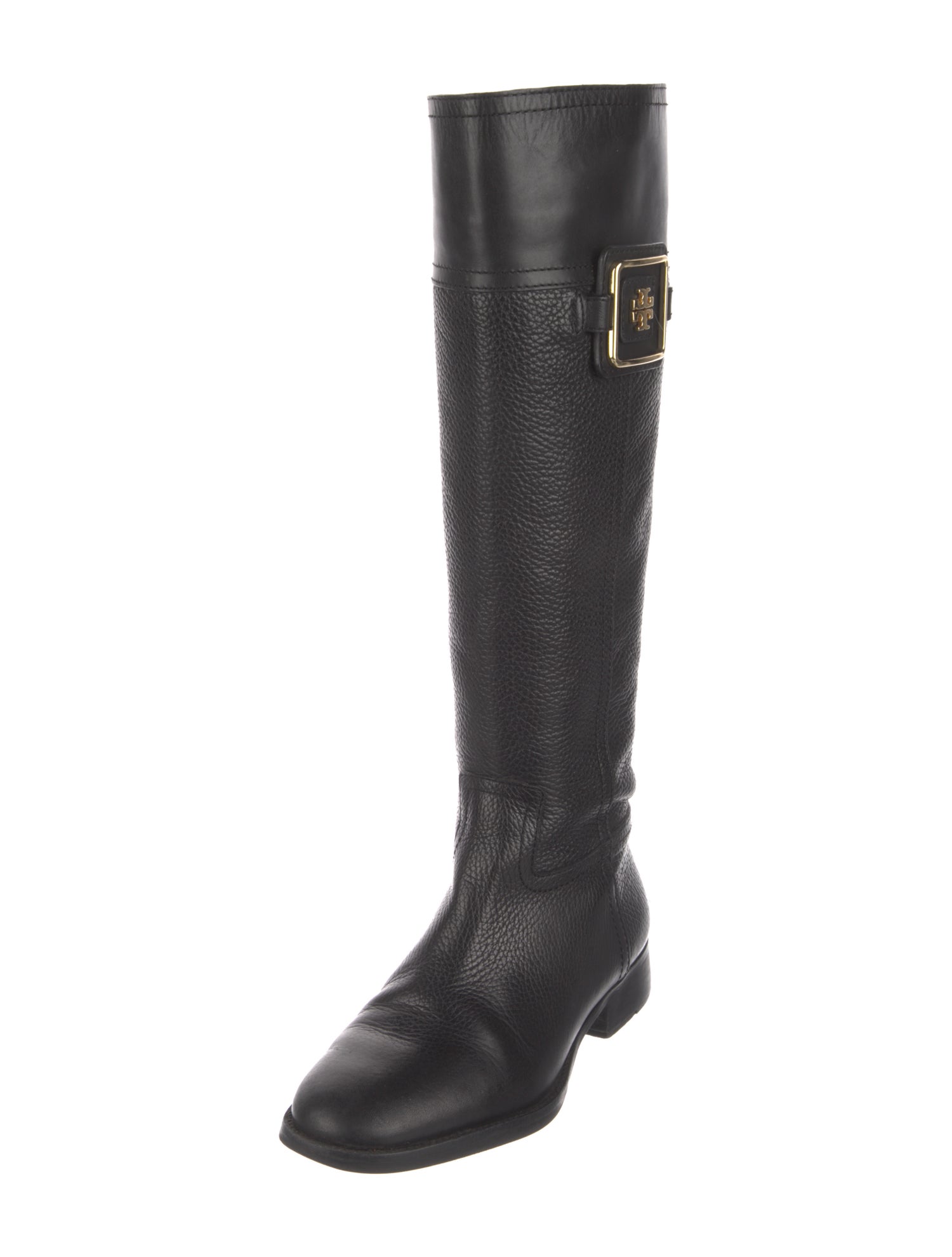 Tory Burch Signature Logo Leather Riding Boots