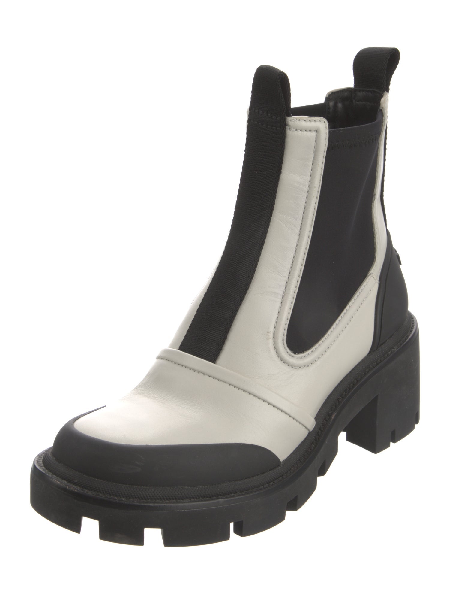 Tory Burch Leather Mesh Accents Chelsea Boots