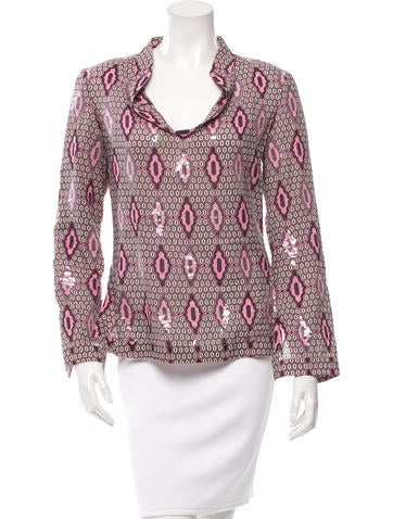 Tory Burch Embellished Geometric Print Top