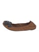 Tory Burch Leather Bow Accents Ballet Flats