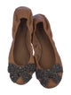 Tory Burch Leather Bow Accents Ballet Flats