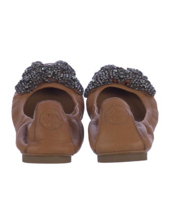 Tory Burch Leather Bow Accents Ballet Flats