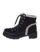 Tory Burch Suede Fur Trim Combat Boots