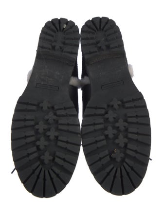 Tory Burch Suede Fur Trim Combat Boots