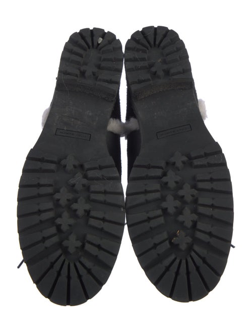 Tory Burch Suede Fur Trim Combat Boots