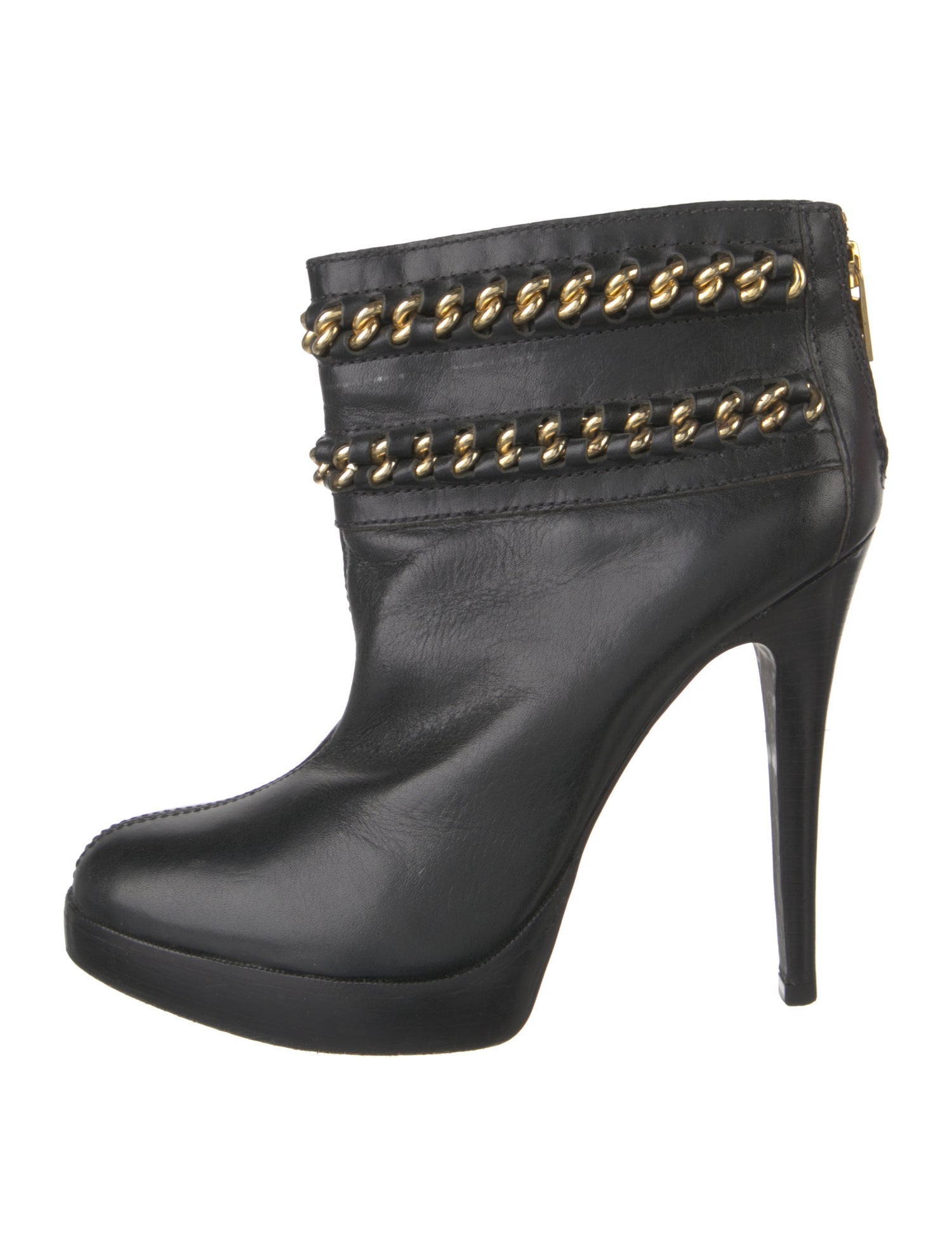 Tory Burch Leather Chain-Link Accents Boots