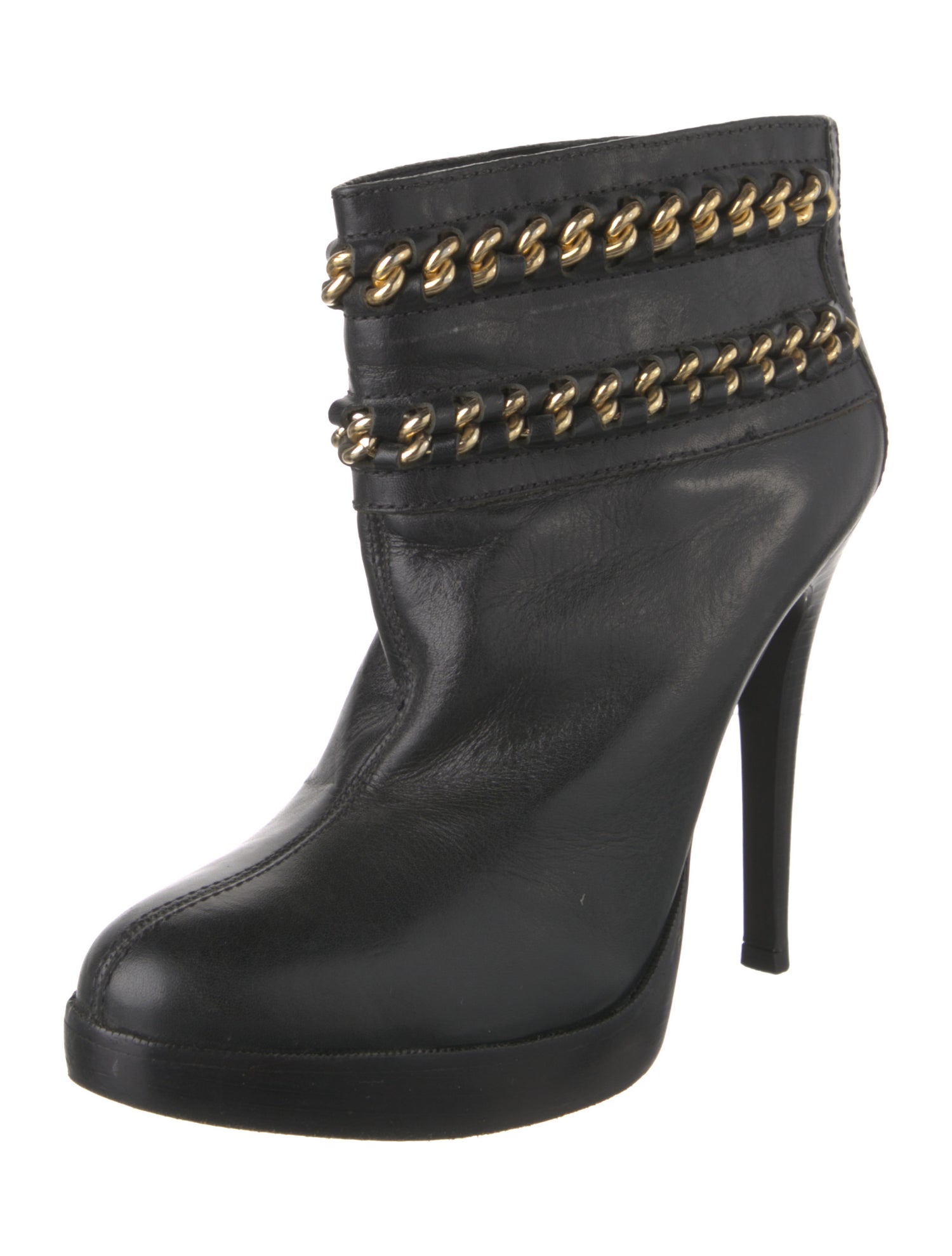 Tory Burch Leather Chain-Link Accents Boots