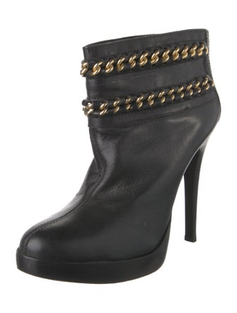 Tory Burch Leather Chain-Link Accents Boots