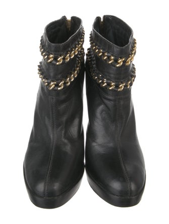 Tory Burch Leather Chain-Link Accents Boots