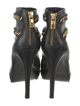 Tory Burch Leather Chain-Link Accents Boots