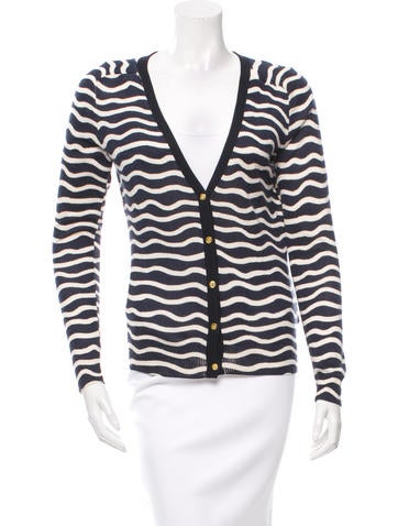 Tory Burch Striped Wool Cardigan