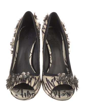 Tory Burch Satin Crystal Embellishments Pumps