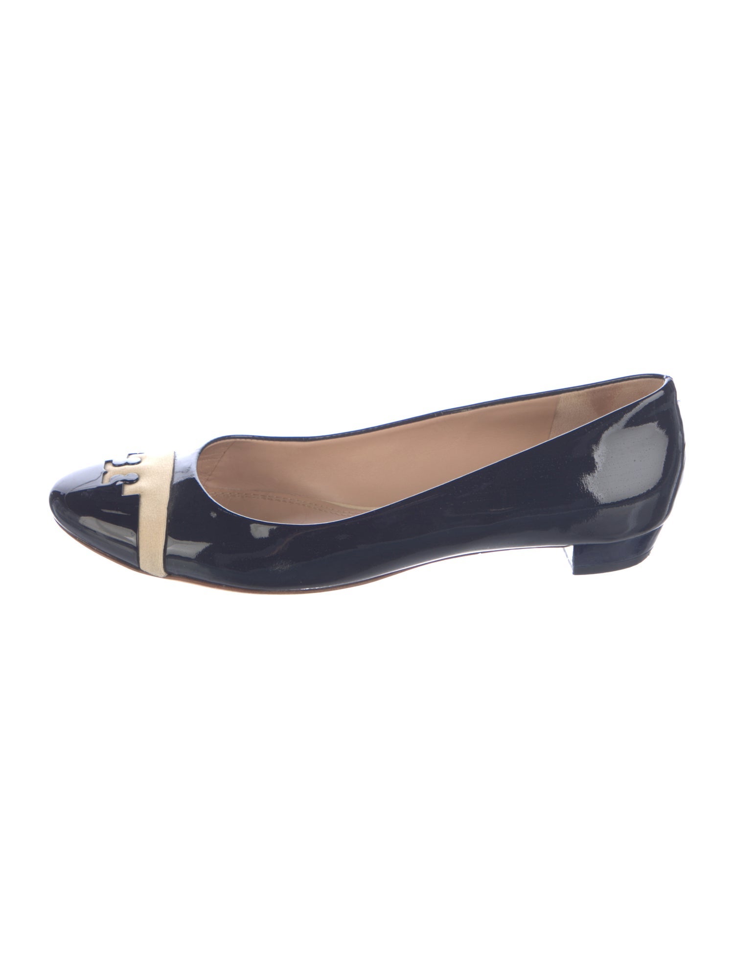 Tory Burch Signature Logo Patent Leather Ballet Flats