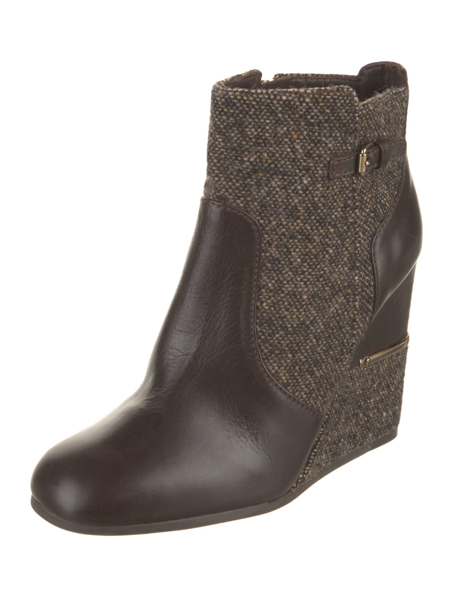 Tory Burch Leather Tweed Pattern Boots