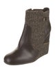 Tory Burch Leather Tweed Pattern Boots